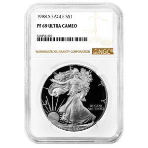 1988-S $1 1-oz Proof American Silver Eagle NGC PF69UC Brown Label