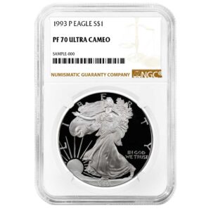 1993-P $1 1-oz Proof American Silver Eagle NGC PF70UC Brown Label
