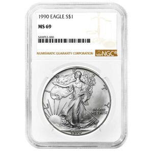 1990 $1 1-oz American Silver Eagle NGC MS69 Brown Label