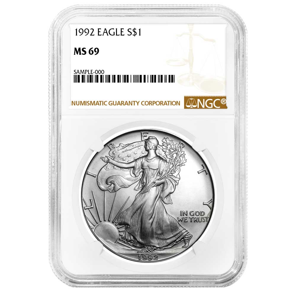 1992 $1 1-oz American Silver Eagle NGC MS69 Brown Label | eBay