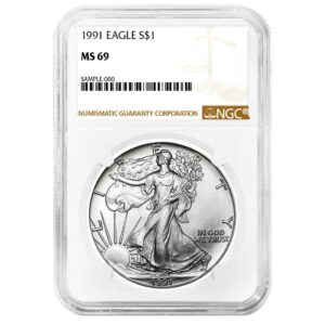 1991 $1 American Silver Eagle NGC MS69 Brown Label