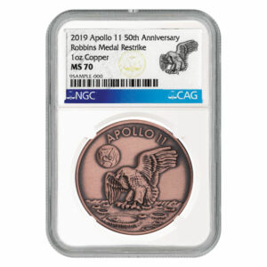 1969-2019 Apollo 11 50th Anniversary Robbins Medals 1 oz Copper Antiqued Medal NGC MS70