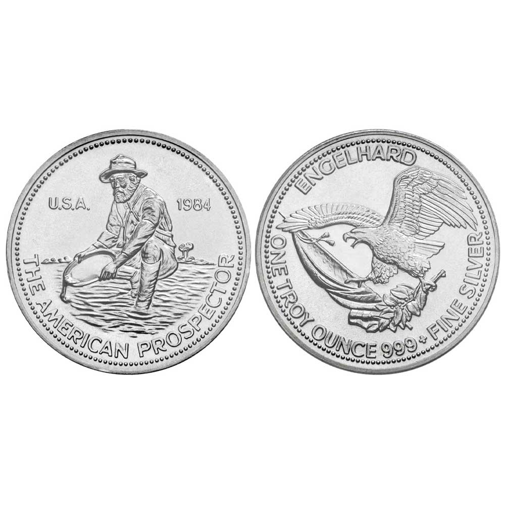 1984 Engelhard Prospector 1-oz .999 Fine Silver Round Image 3
