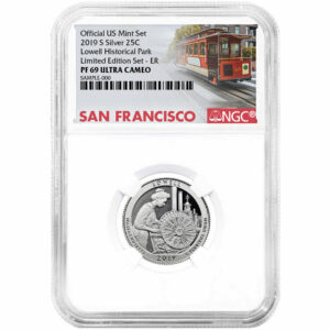 2019-S Silver Lowell National Historic Park from Limited Edition Silver Proof Set Proof America the Beautiful Quarter NGC PF69 UC ER Trolley Label