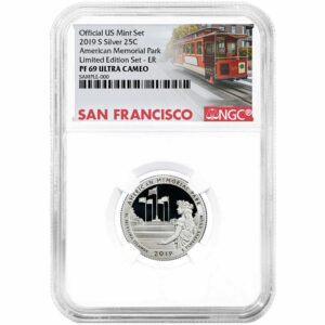 2019-S Memorial National Park From the Limited Edition Proof Set Proof Silver Quarter NGC PF69 UC ER Trolley Label