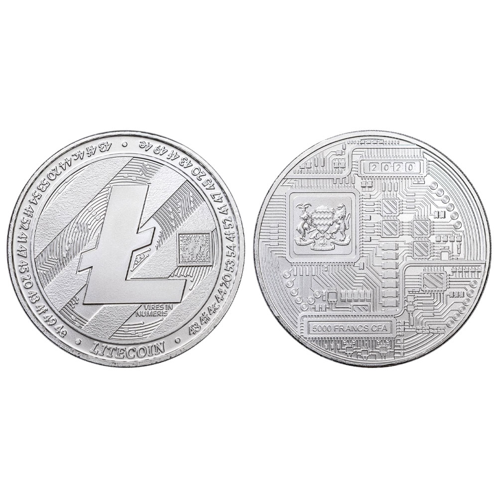2020 Republic of Chad 5,000 CFA 1 oz Silver Litecoin Coin GEM BU