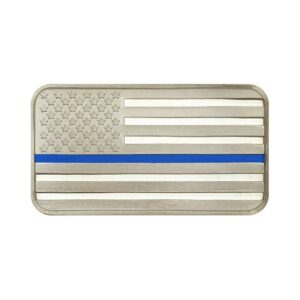 SilverTowne Mint Police Officer Blue Line Enameled American Flag Design 1 oz Silver Bar GEM Prooflike Sealed