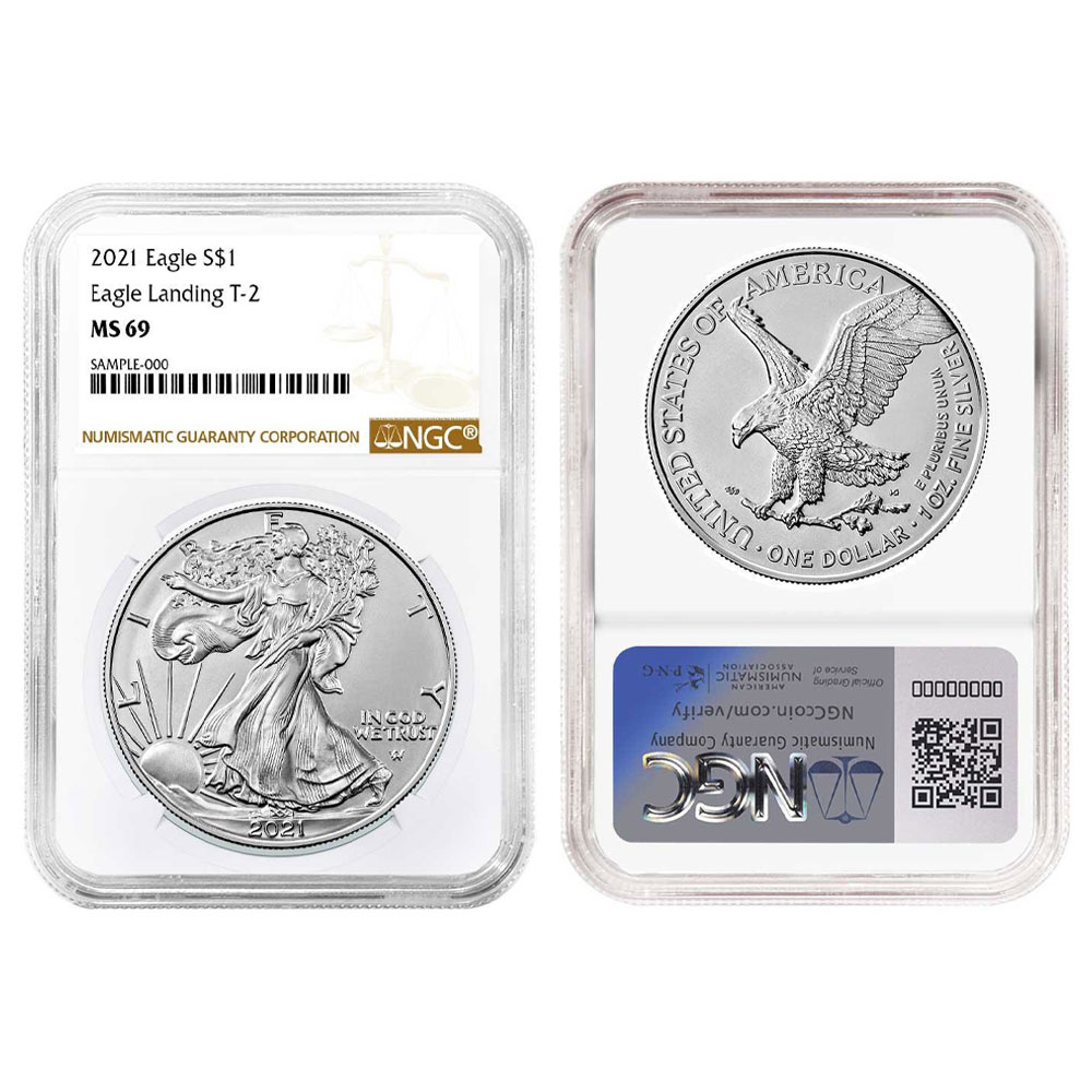 2021 American Silver Eagle Type 2 NGC MS69 Brown Label