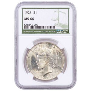 1923-P $1 Peace Silver Dollar NGC MS66 Green Label