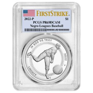 2022-P Negro Leagues Baseball Commemorative Silver Dollar Proof Coin PCGS PR69 DCAM FS Flag Label
