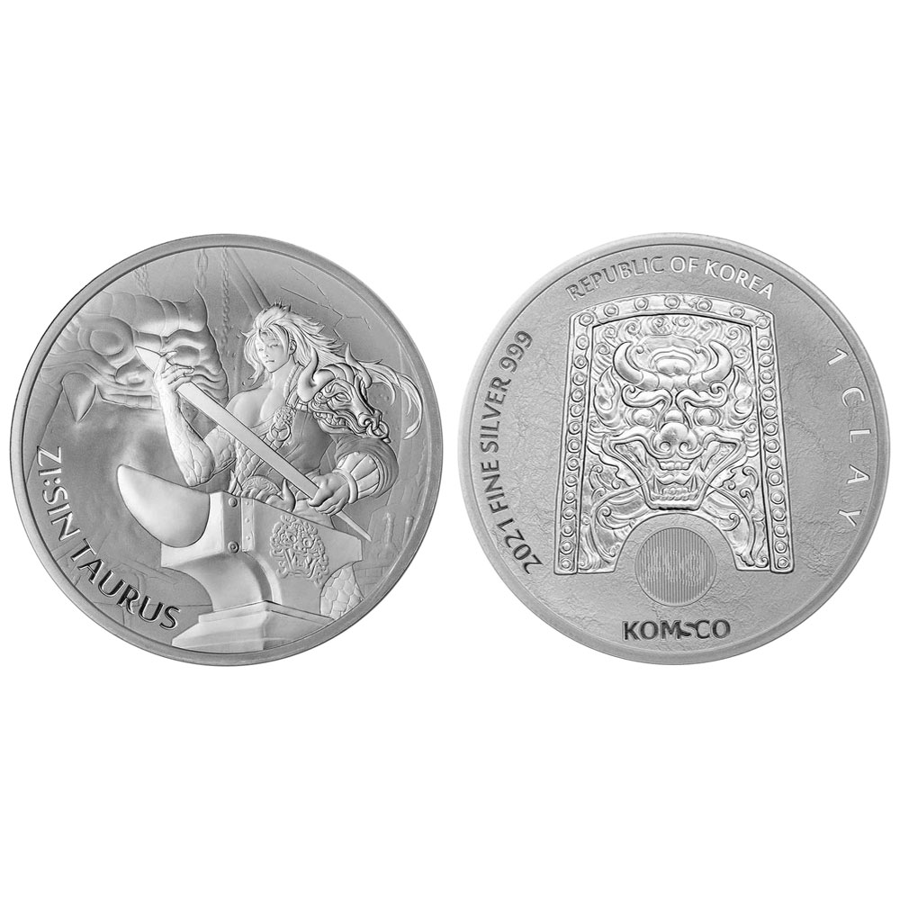 2021 South Korea ZI:SIN Taurus 1-oz Silver Medal GEM BU
