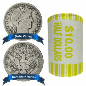 Roll of 20 - 90% Barber Half Dollars $10 Face Value Full Dates