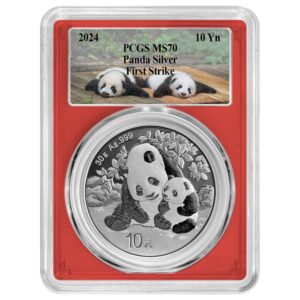 China 2024 ¥10 30-g Silver Panda PCGS MS70 FS Panda Label Red Core