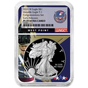 2021-W Proof $1 Type 1 American Silver Eagle Congratulations Set NGC PF70UC ER West Point Core