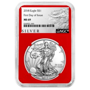 2018 $1 1-oz American Silver Eagle NGC MS69 FDI ALS Label Red Core