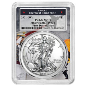 2021 (W) $1 Type 1 American Silver Eagle PCGS MS69 FDOI West Point Frame