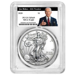 2020 $1 American Silver Eagle PCGS MS69 Biden 46th President Label