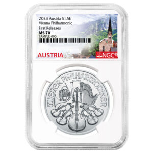 2023 1.50 Euro Silver Austrian Philharmonic NGC MS70 FR Austria Label