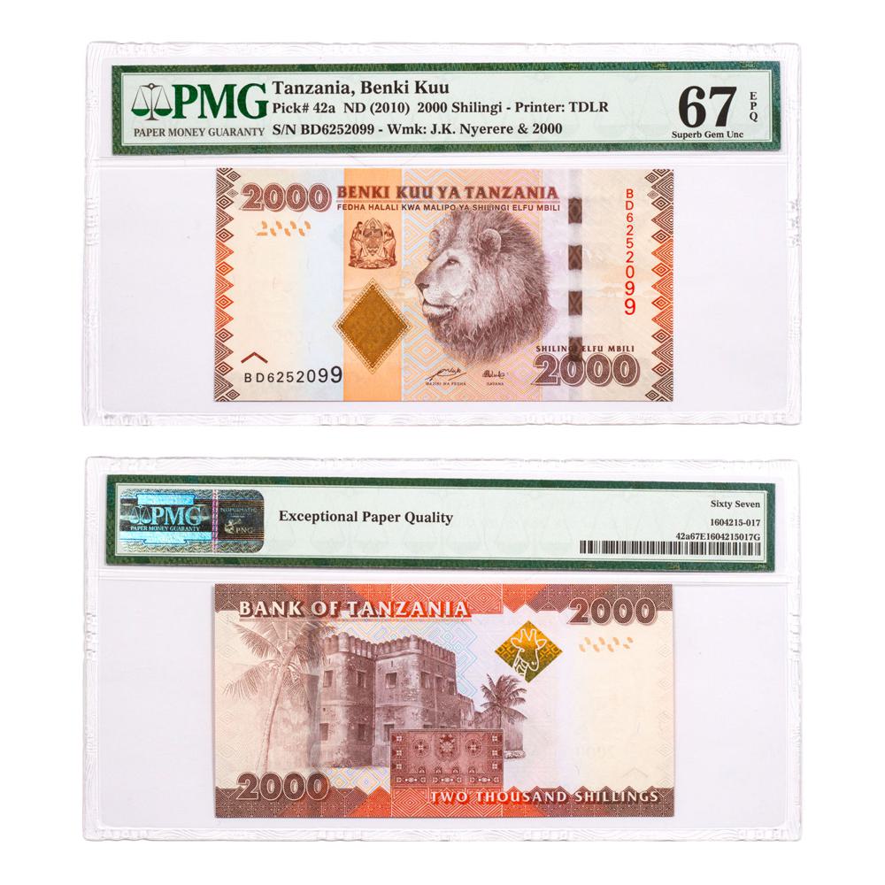 2010) Tanzania Benki Kuu 2000 Shilingi Note - Pick # 42a PMG Superb Gem Unc  67 EPQ