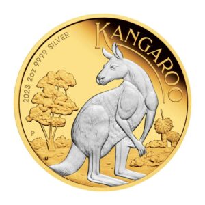 Australia 2023-P $2 2-oz Silver Kangaroo Reverse Gilt Proof