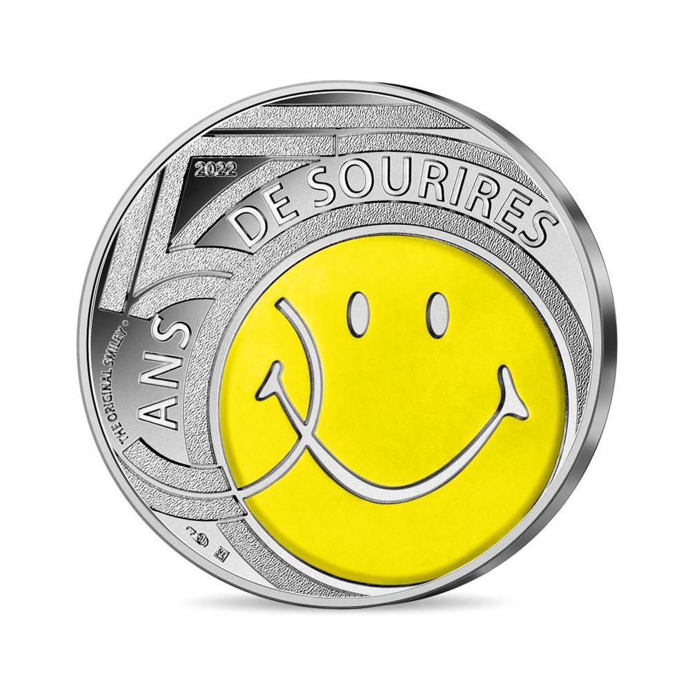 2022 France Smiley 17 g Silver Colorized Proof €10 Coin GEM Proof Card