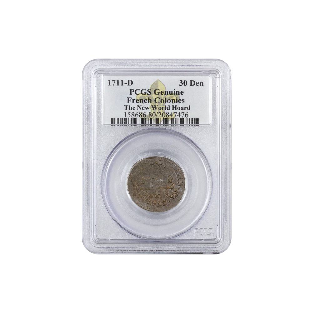 1711-D France Billon 30 Denier Coin New World Hoard PCGS Genuine
