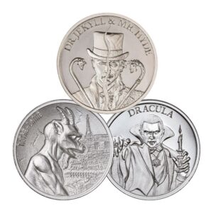 3-Piece Set - Intaglio Mint Vintage Horror 2 oz Silver Round GEM BU