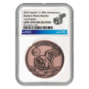 1969-2019 Apollo 11 50th Anniversary Robbins Medals 1 oz Copper Antiqued Medal NGC GEM Unc