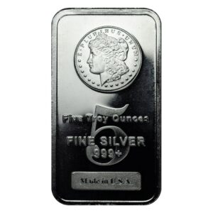 Highland Mint 5-oz Silver Bar Morgan Dollar Design