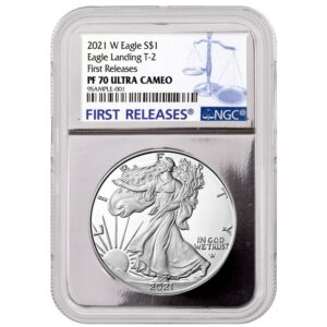 2021-W $1 1-oz T2 Proof American Silver Eagle NGC PF70UC FR Silver Foil Core