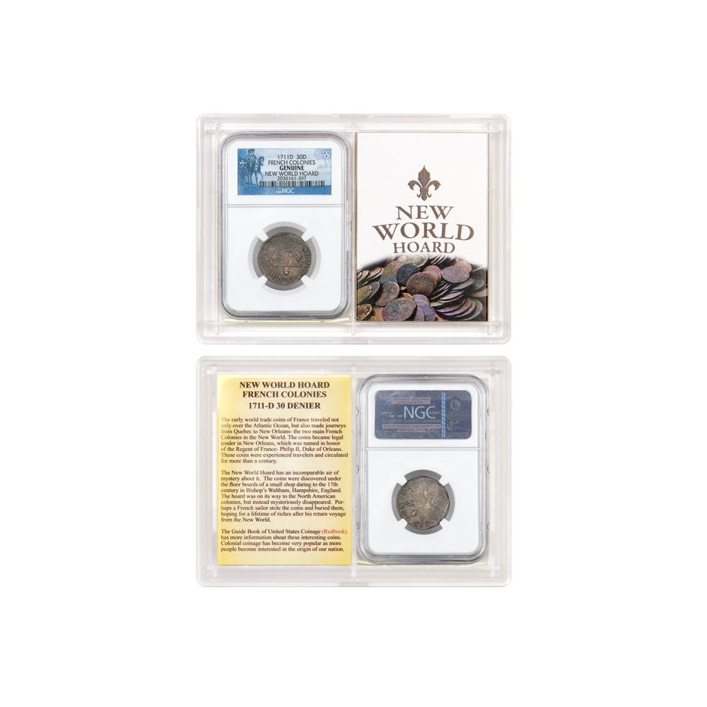 France 1711-D 30 Denier Billon New World Hoard French Colonies NGC Genuine