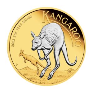 Australia 2022-P $2 2-oz Silver Kangaroo Silver Reverse Gilt Proof GEM Proof OGP