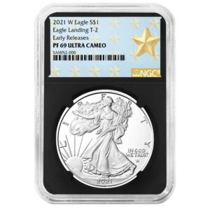 2021-W $1 1-oz T2 Proof American Silver Eagle NGC PF69UC ER West Point Star Label Retro Core