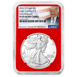 2021-W $1 1-oz T2 Proof American Silver Eagle NGC PF69UC ER Trump Label Red Core