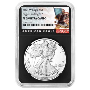 2021-W $1 1-oz T2 Proof American Silver Eagle NGC PF69UC Black Label Retro Core