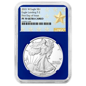 2021-W $1 1-oz T2 Proof American Silver Eagle NGC PF70UC FDI West Point Star Label Blue Core