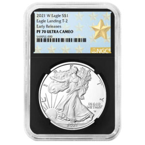 2021-W $1 1-oz T2 Proof American Silver Eagle NGC PF70UC ER West Point Star Label Retro Core