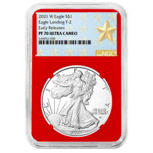 2021-W $1 1-oz T2 Proof American Silver Eagle NGC PF70UC ER West Point Star Label Red Core