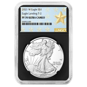 2021-W $1 1-oz T2 Proof American Silver Eagle NGC PF70UC West Point Star Label Retro Core