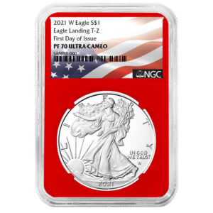2021-W $1 1-oz T2 Proof American Silver Eagle NGC PF70UC FDI Flag Label Red Core