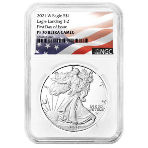 2021-W $1 1-oz T2 Proof American Silver Eagle NGC PF70UC FDI Flag Label