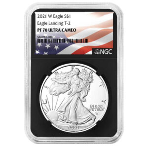 2021-W $1 1-oz T2 Proof American Silver Eagle NGC PF70UC Flag Label Retro Core