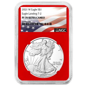 2021-W $1 1-oz T2 Proof American Silver Eagle NGC PF70UC Flag Label Red Core