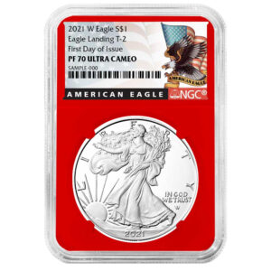2021-W $1 1-oz T2 Proof American Silver Eagle NGC PF70UC FDI Black Label Red Core
