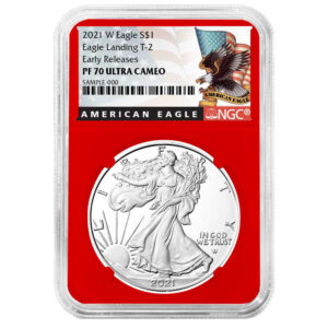 2021-W $1 1-oz T2 Proof American Silver Eagle NGC PF70UC ER Black Label Red Core