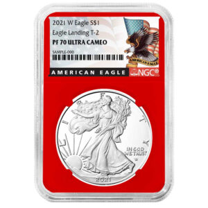 2021-W $1 1-oz T2 Proof American Silver Eagle NGC PF70UC Black Label Red Core