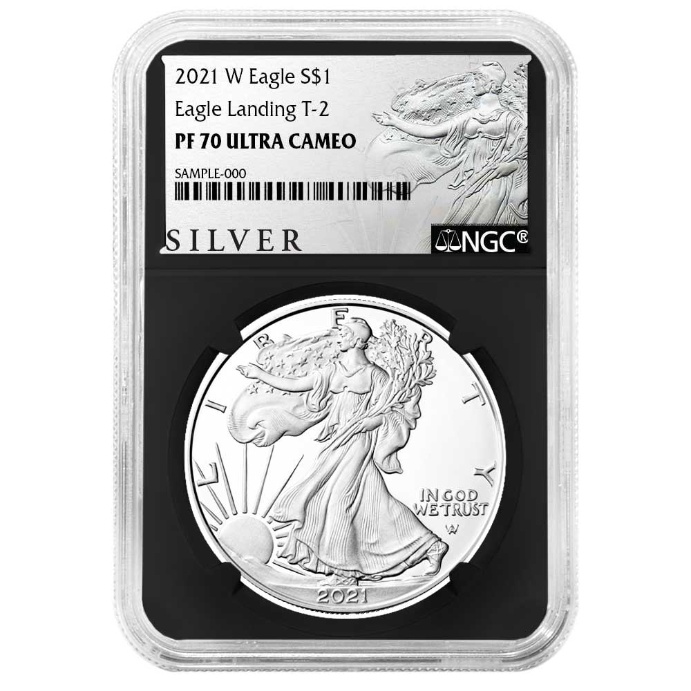 2021-W $1 1-oz T2 Proof American Silver Eagle NGC PF70UC ALS Label Retro Core