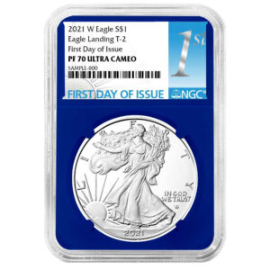 2021-W $1 1-oz T2 Proof American Silver Eagle NGC PF70UC FDI First Label Blue Core