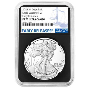 2021-W $1 1-oz T2 Proof American Silver Eagle NGC PF70UC ER Blue Label Retro Core