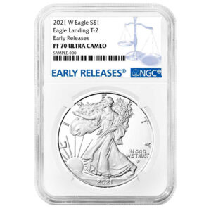 2021-W $1 1-oz T2 Proof American Silver Eagle NGC PF70UC ER Blue Label